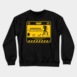 Warning Know Your Xenomorph from the 1979 movie Alien Crewneck Sweatshirt